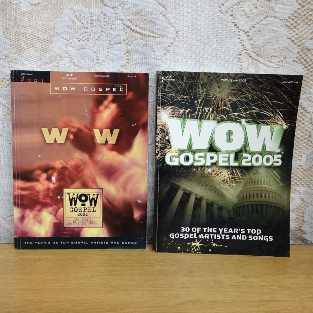 WoW Gospel LOT OF 2 Sheet Music Books Y2K Christian Songbook Piano/Vocal Top 30